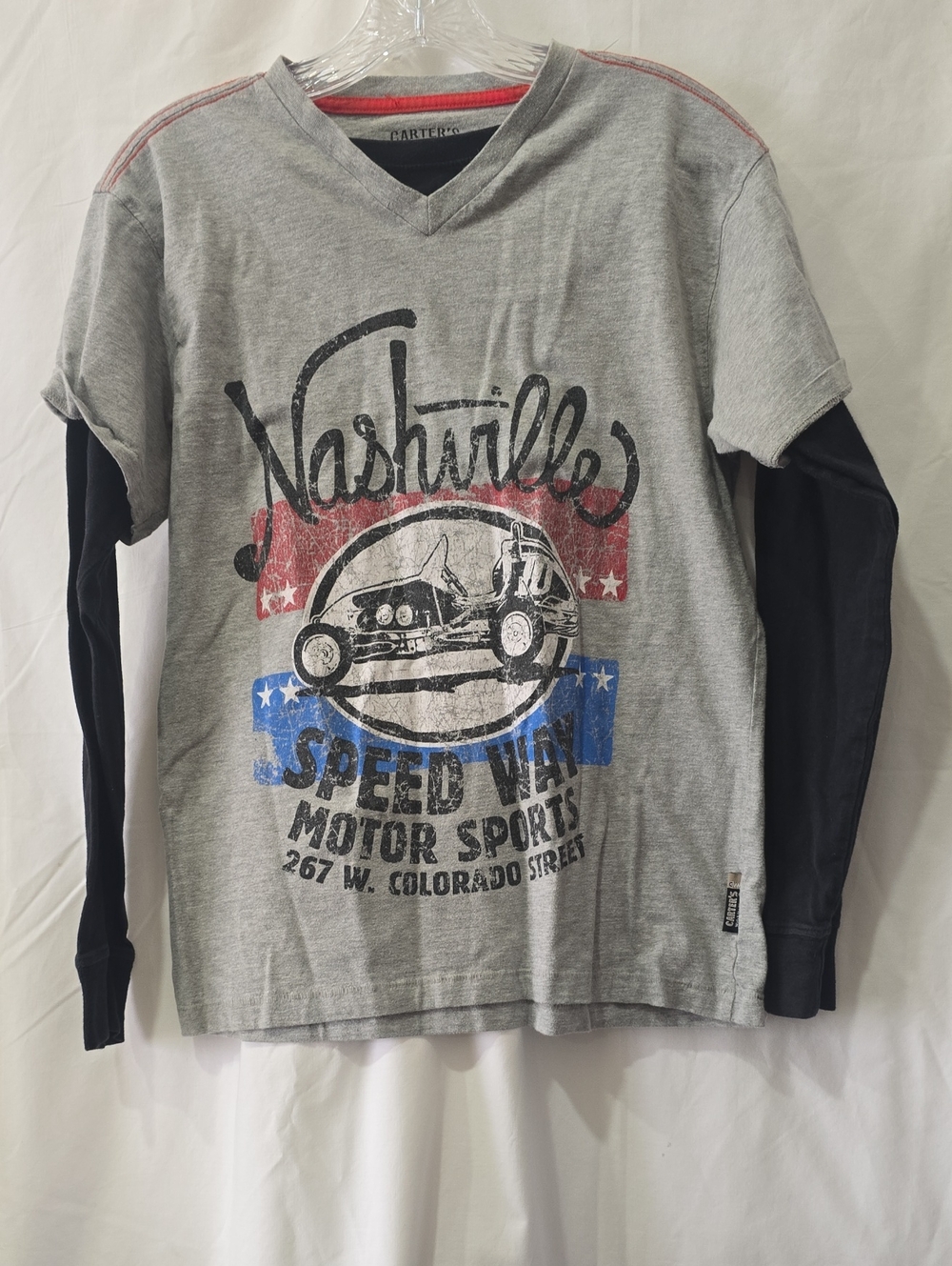 Carter's Gray Layered-Look Nashville Speed Way Long Sleeve Tee